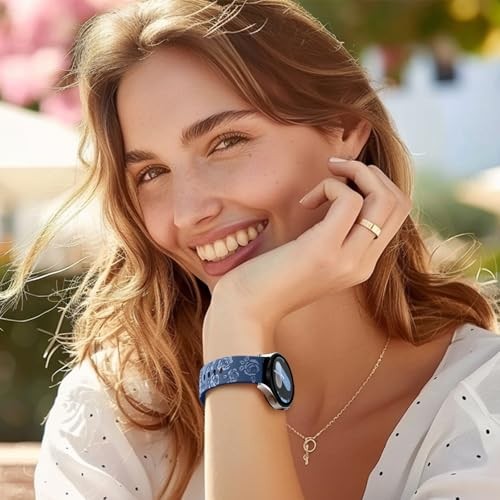 Floral Engraved Silicone Strap Compatible with Samsung Galaxy Watch 7 40mm Sport