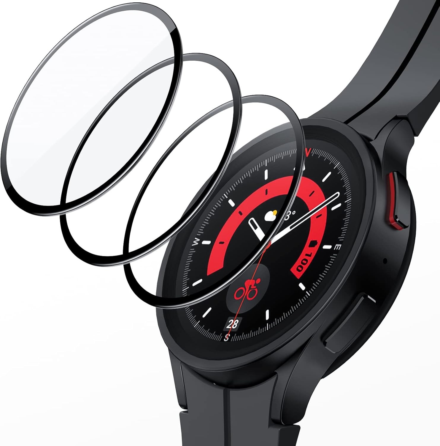 3 Pack Tempered Glass Screen Protector for Samsung Galaxy Watch 5 Pro 45mm HD Cl