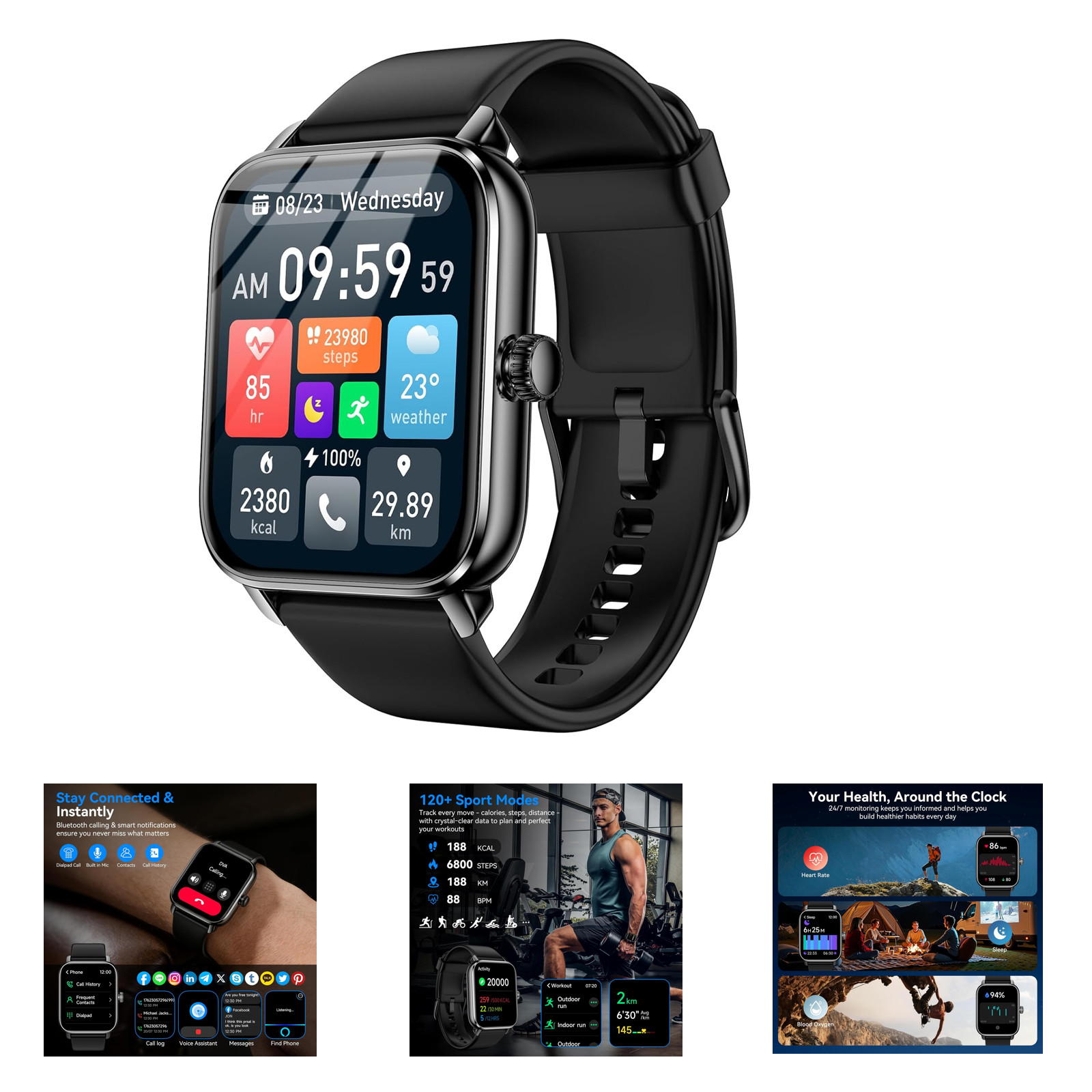 Smartwatch for Men Women with Alexa Built-in Bluetooth Call 1.85 Inch HD