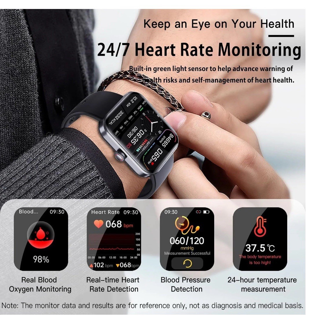 Smartwatch Compatible w/ iPhone 15, Samsung S24, Pixel 7 – Fitness, BP