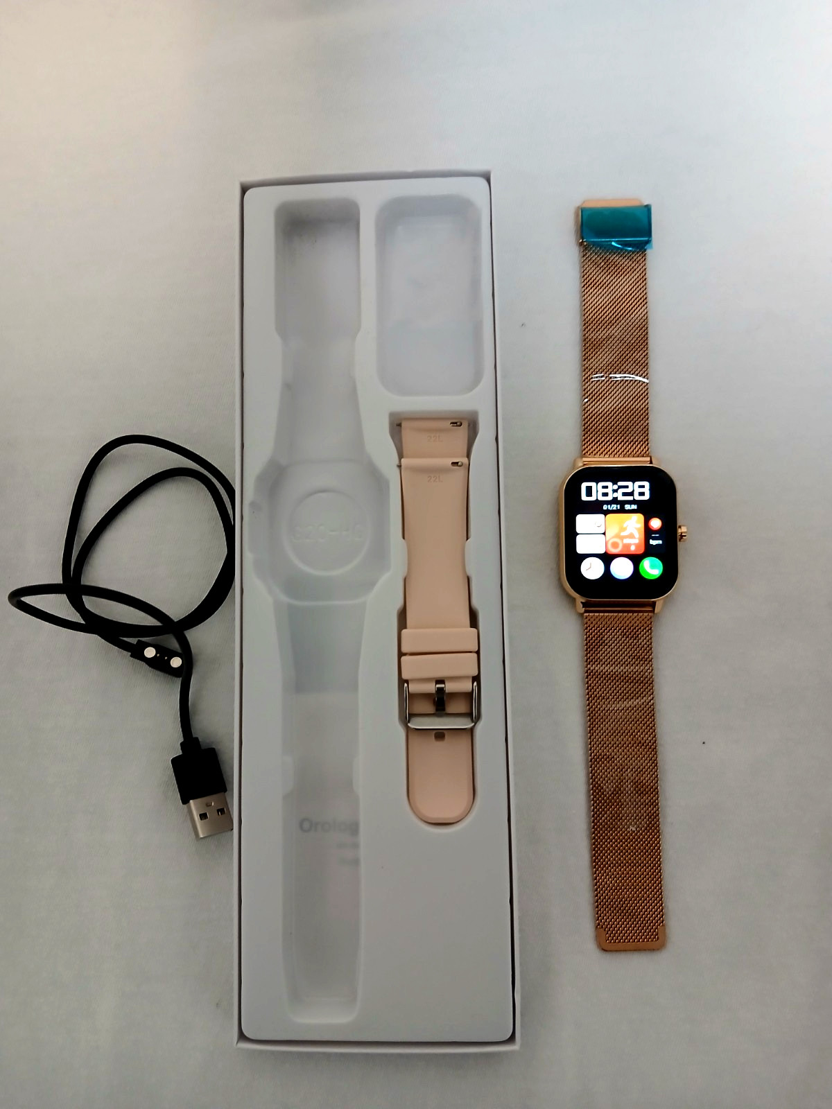 Haulvean G39 Smart Watch Rose Gold 1.85″ Touchscreen GloryFit Tracker 2 Bands