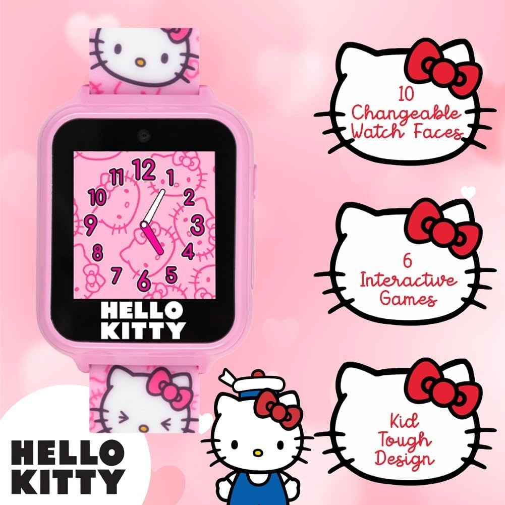 Hello Kitty Kids Smartwatch – Interactive Touchscreen with 10 Watch Faces, Ca…