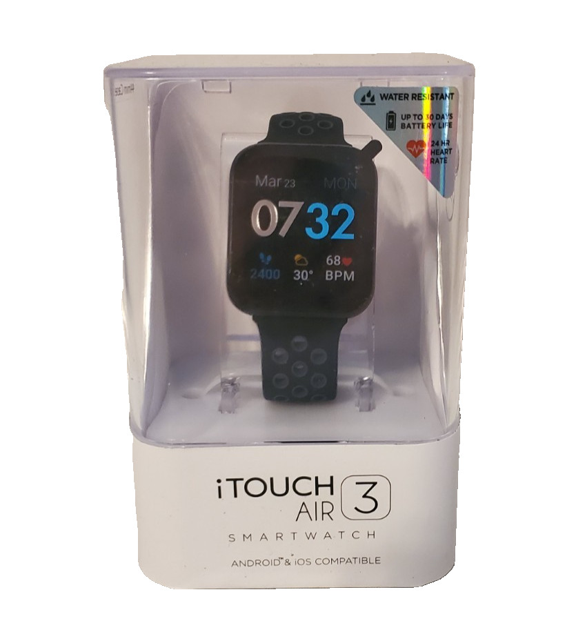 iTouch Air 3 Touchscreen Smartwatch Fitness Tracker, 44mm – Black -Android/IOS