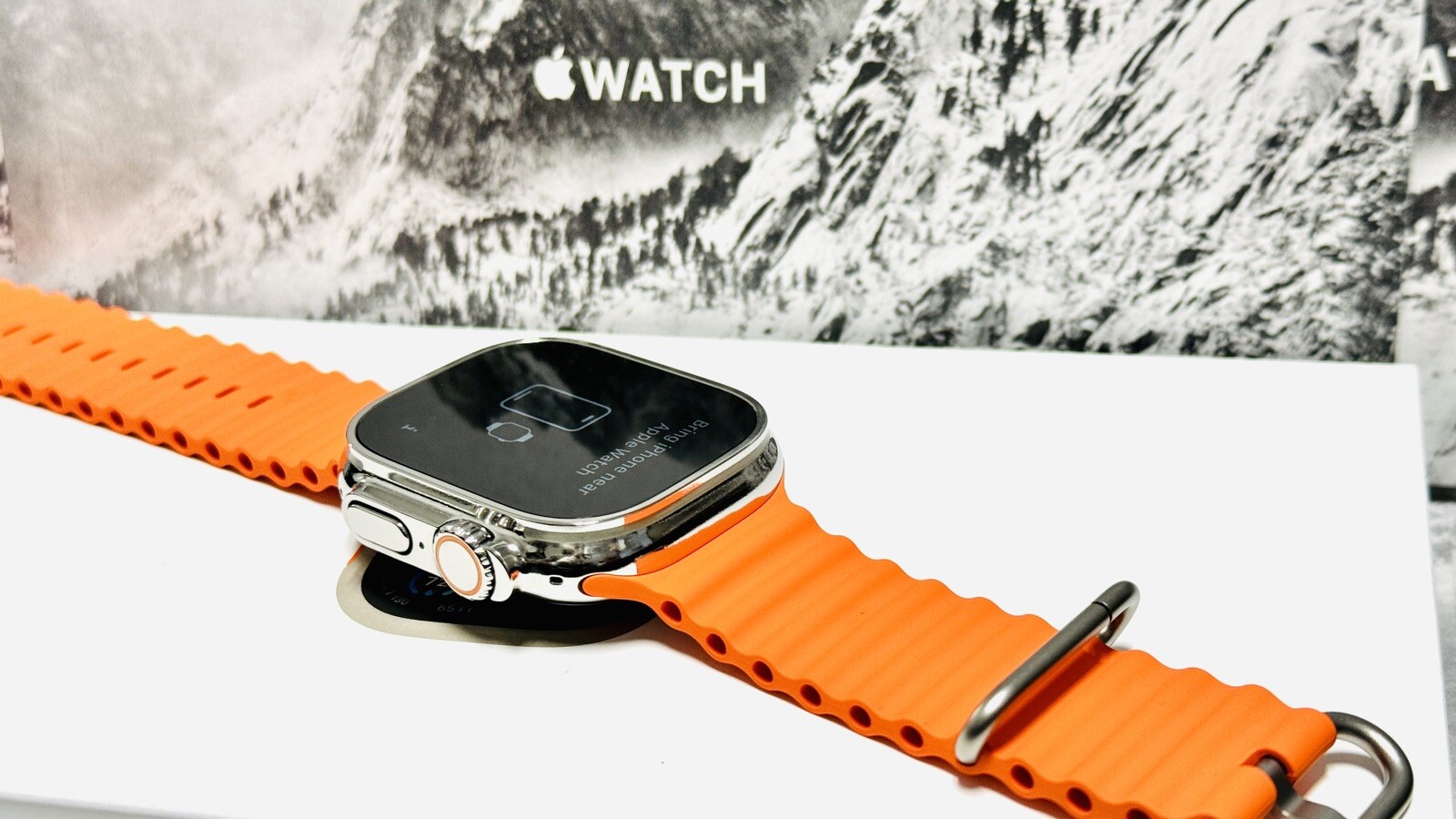 Apple Watch ULTRA 2 49mm Titanium Custom Diamond Polished Orange Ocean Band