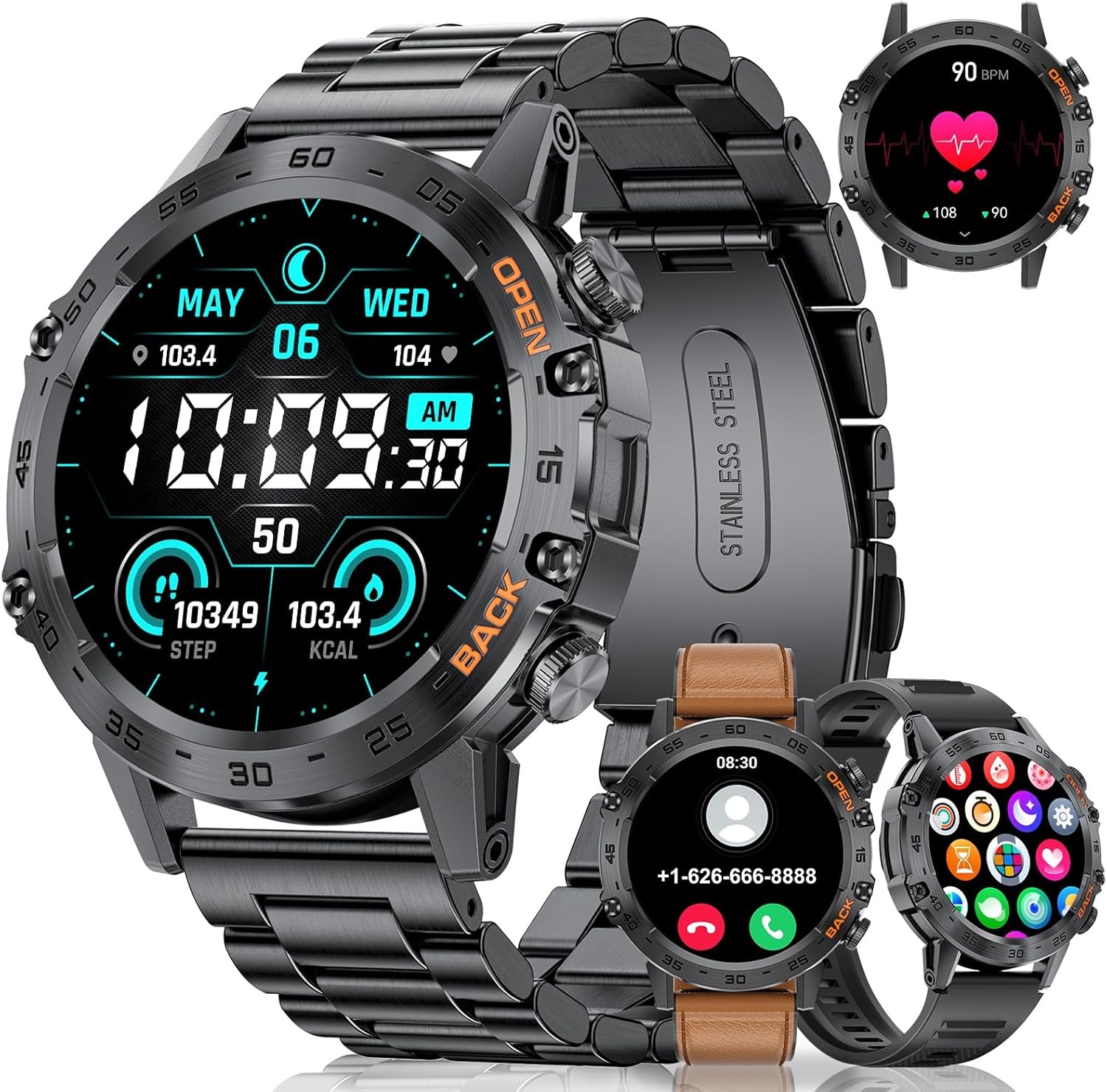 SUNKTA Military Smart Watch for Men(Answer/Dial Calls),100 Sports Modes, 5ATM Wa