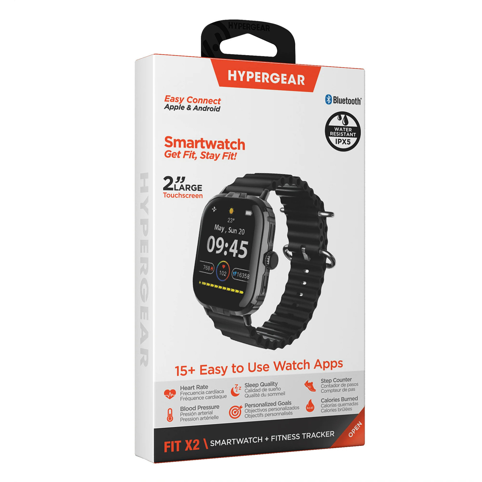 Hypergear FIT X2 Smartwatch Fitness Tracker Heart Rate Monitor Sports Watch