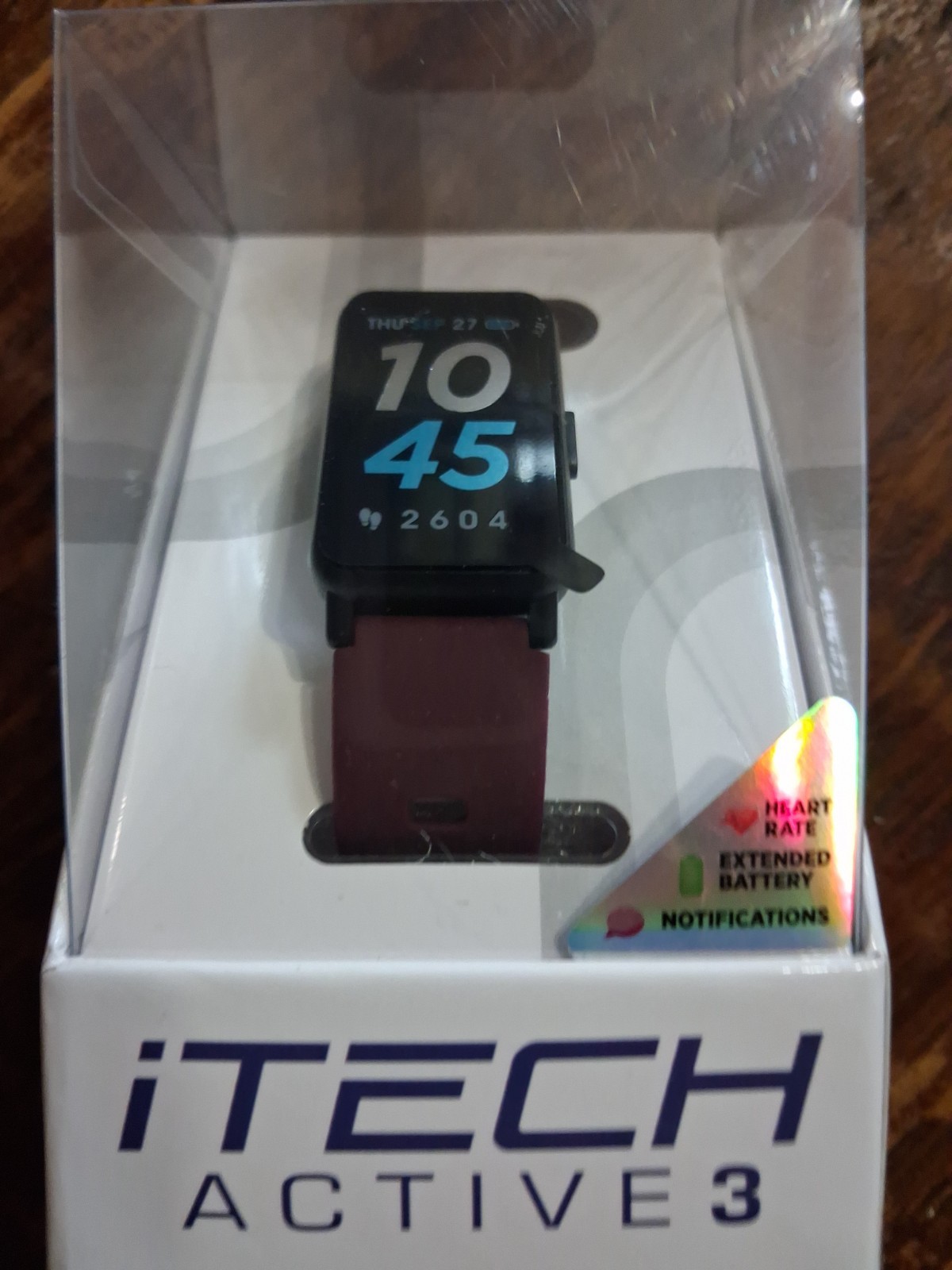 iTech Active 3 Smartwatch/ Fitness Tracker-Silicone Band In Merlot NEW