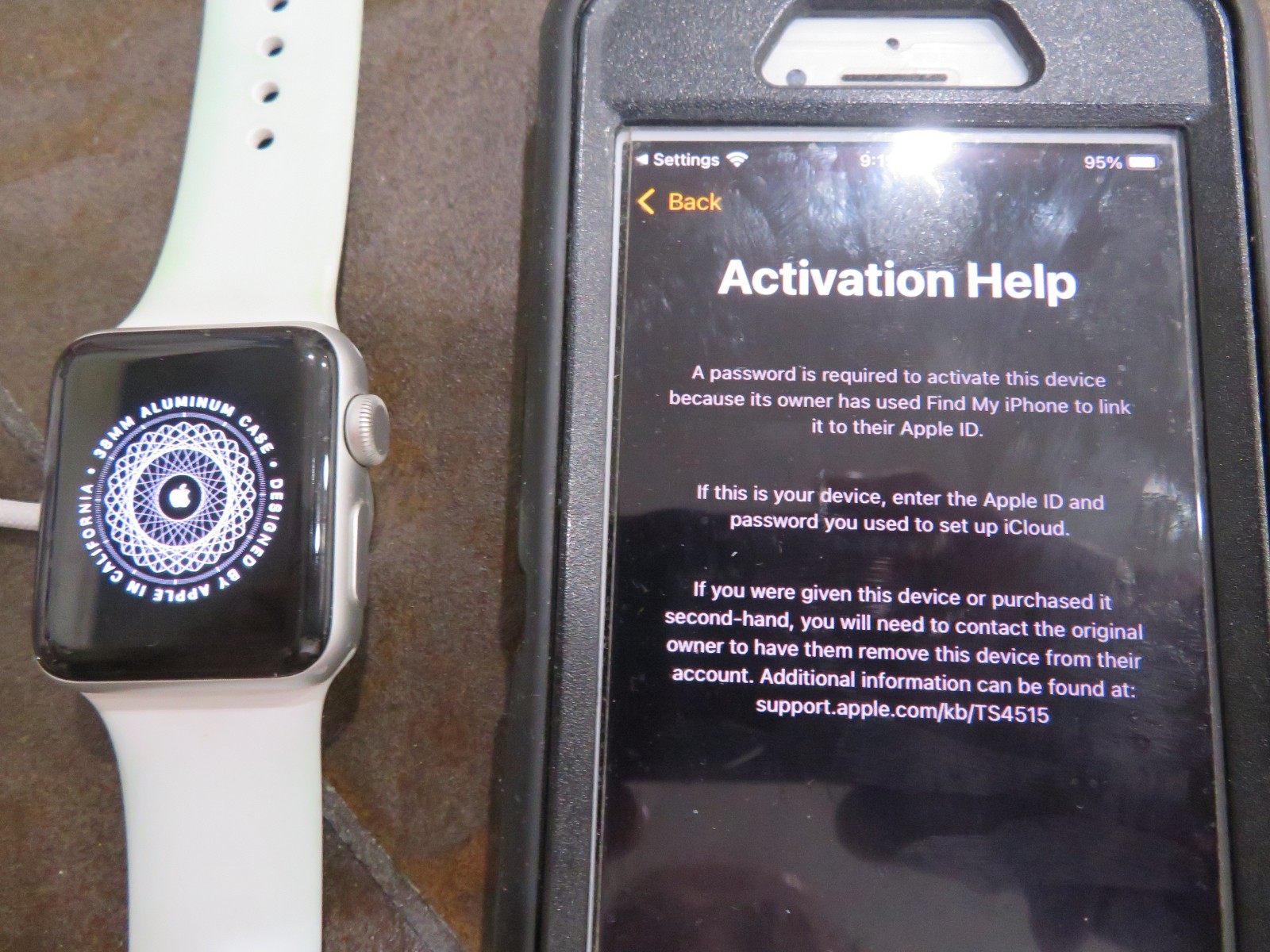 Apple Watch Series 3 38mm Silver Aluminum Case White Sport Band Smartwatch Parts