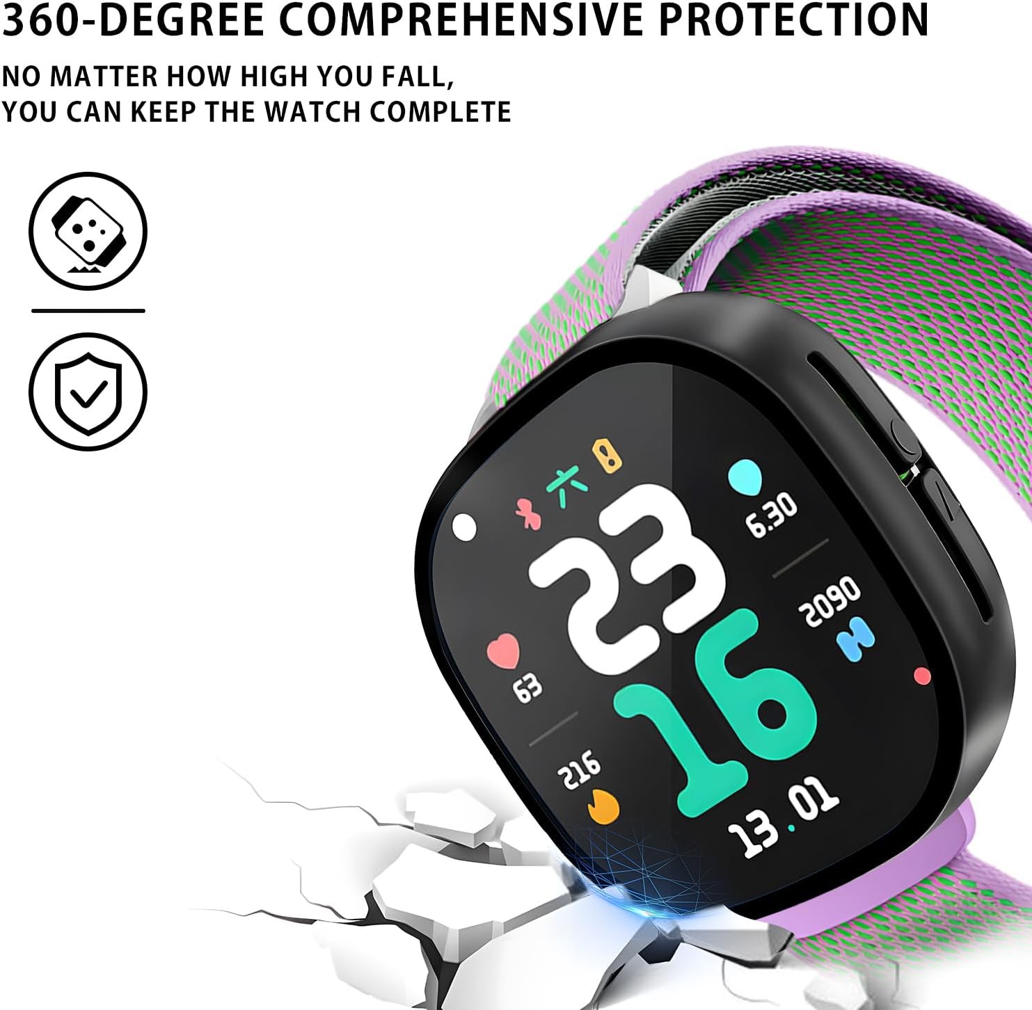 2 Pack Tempered Glass Screen Protector for Google Fitbit Ace LTE Full Coverage