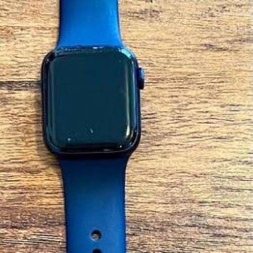 Apple Watch Series 6 40mm Blue Aluminum Case with Deep Navy Sport Band…