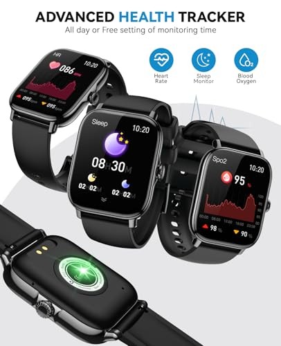 Smart Watch for Women Men iOS Android iPhone Black Silicone IP68