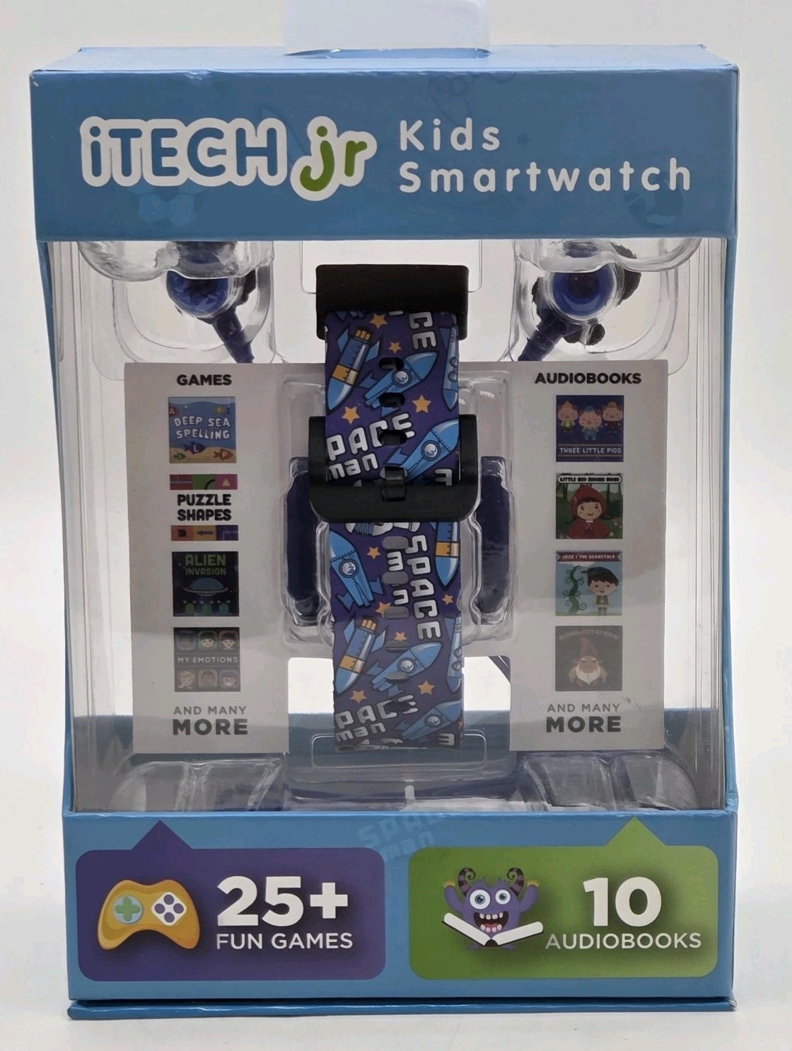 iTech Jr. Kids Smartwatch & Earphones Set Blue Space MP3 Games Audiobooks