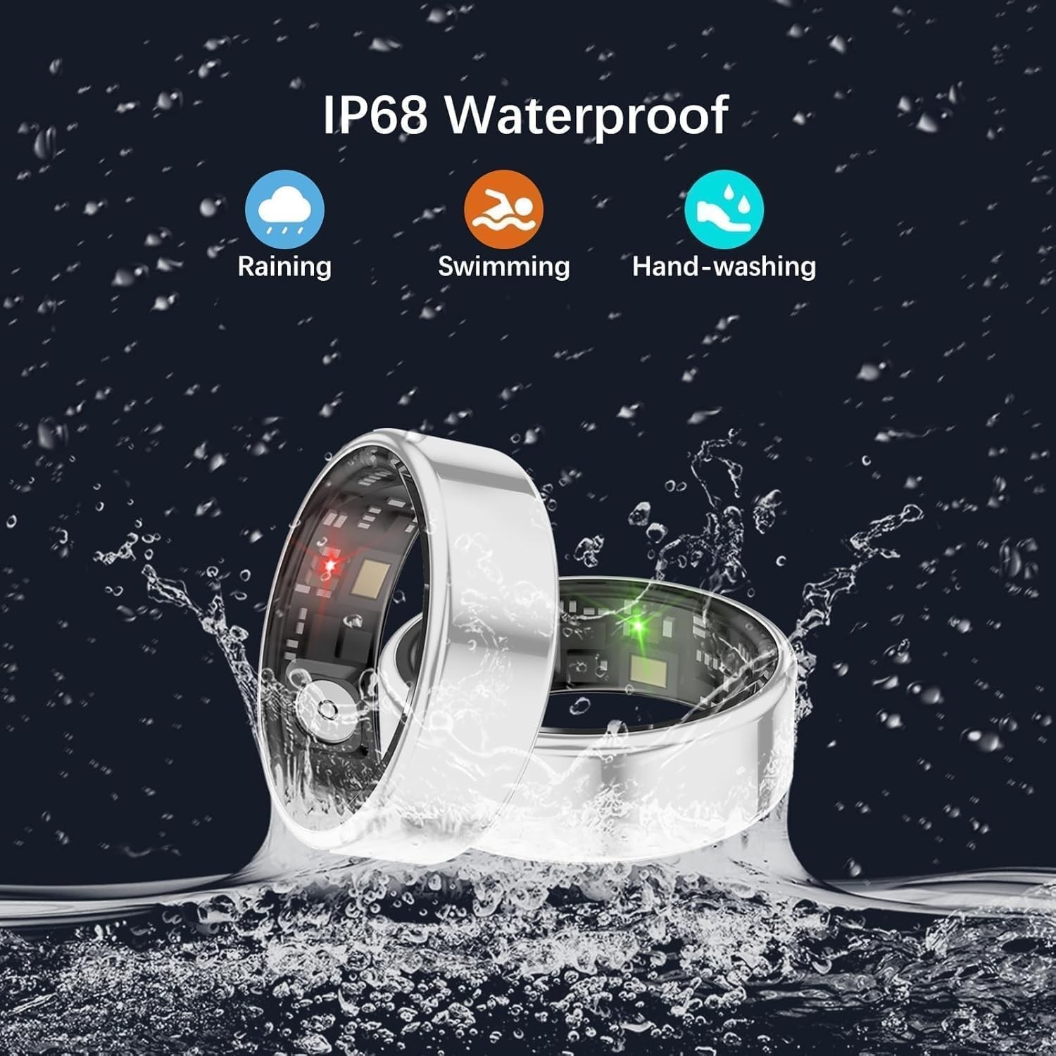 Smart Rings for Women Men, Fitness Ring with Heart Rate, Blood Oxygen, HRV, S…