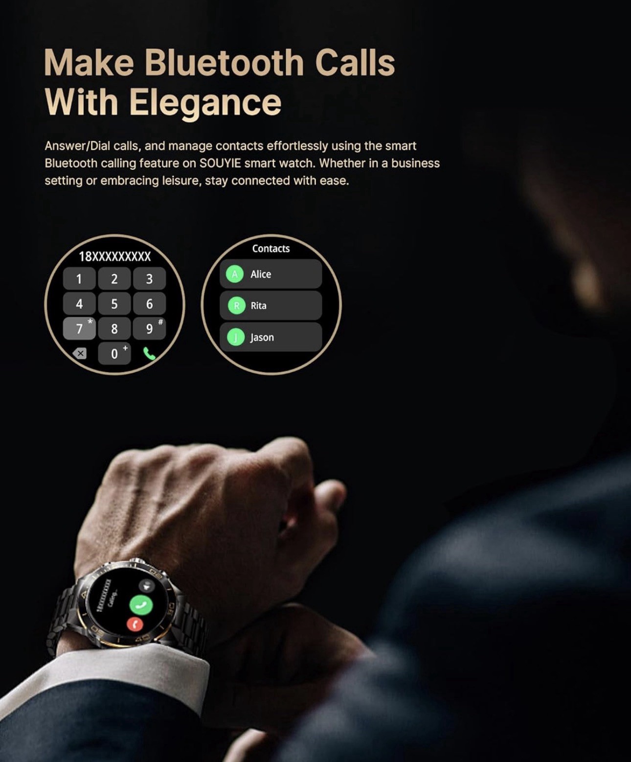 souyie SM-7 smart watch For Men /make Call For Android iPhone,1.43