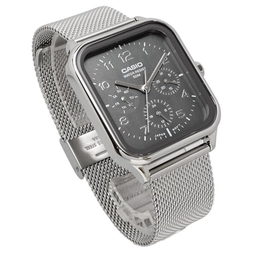 Casio Men’s Analog Watch MTP-M306M-8AV 24-Hour Metal Mesh Band Gray Quartz