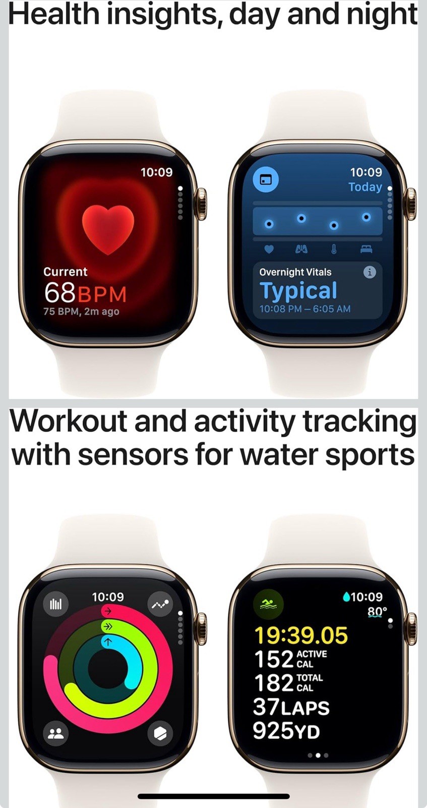 Apple Watch Gen 10 Series 10 Cell 46mm Gold Titanium – Starlight Sport Band