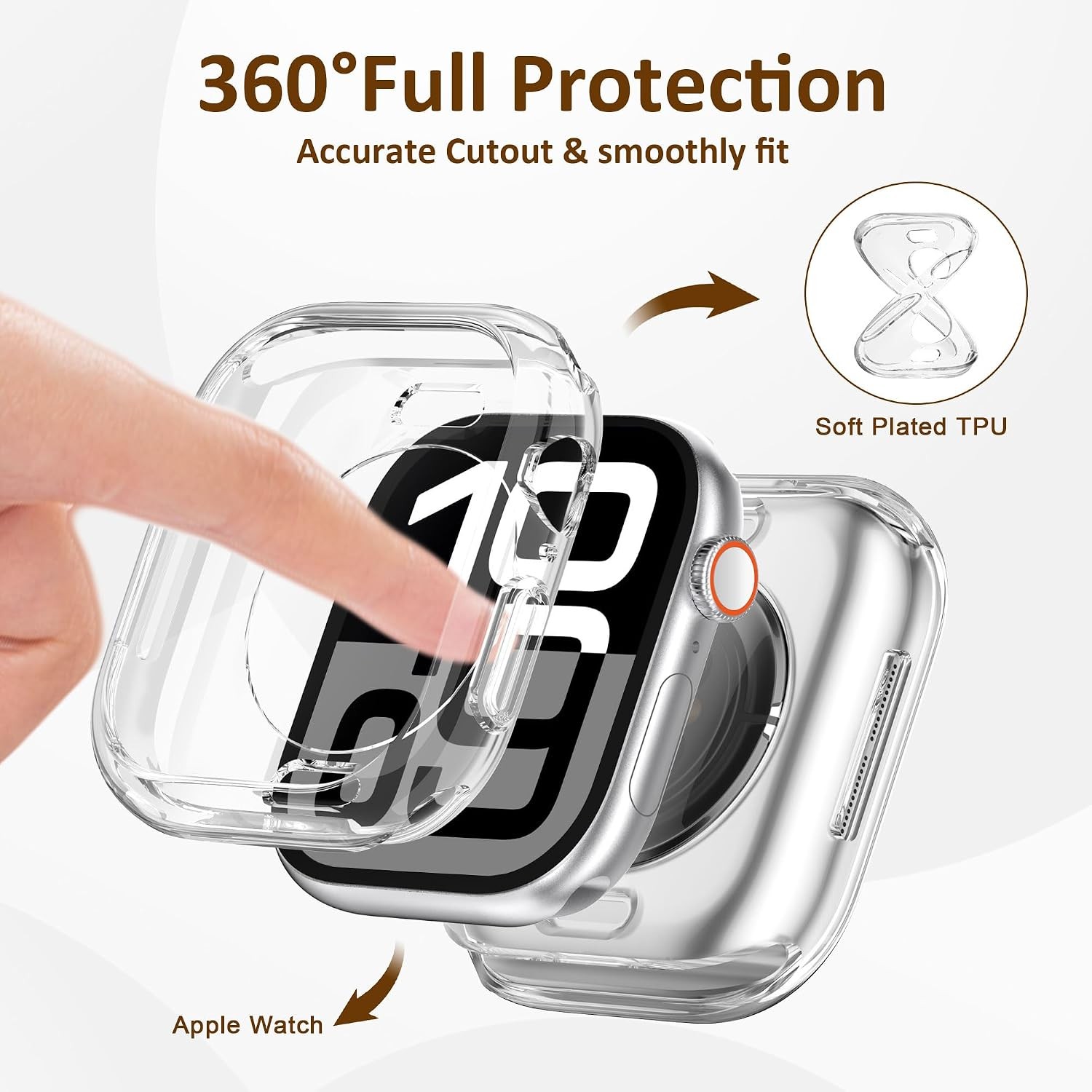 Clear 2 Pack Soft TPU Bumper Case for Apple Watch 46mm Series 11/10 Slim Shockpr