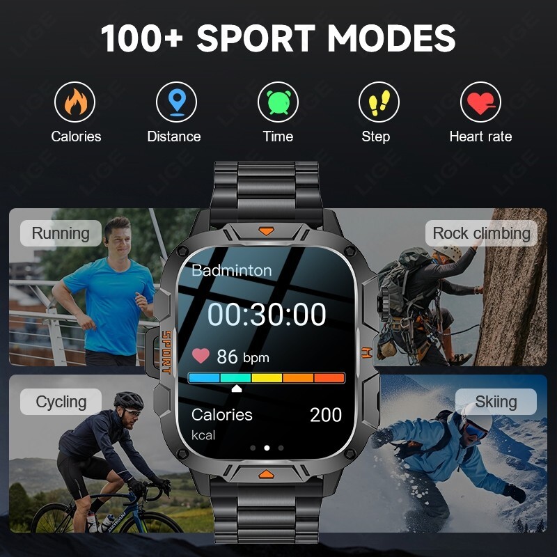 Military Smart Watch for Men (Answer/Make Call) Waterproof Fitness Tracker Gift