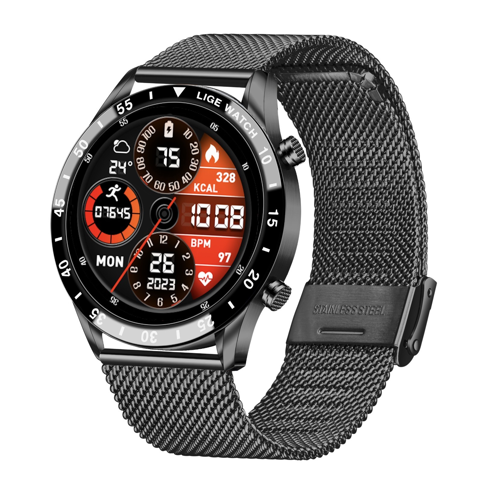 Smart Watch Men Bluetooth Call Touchscreen Heart Rate Fitness Tracker Waterproof