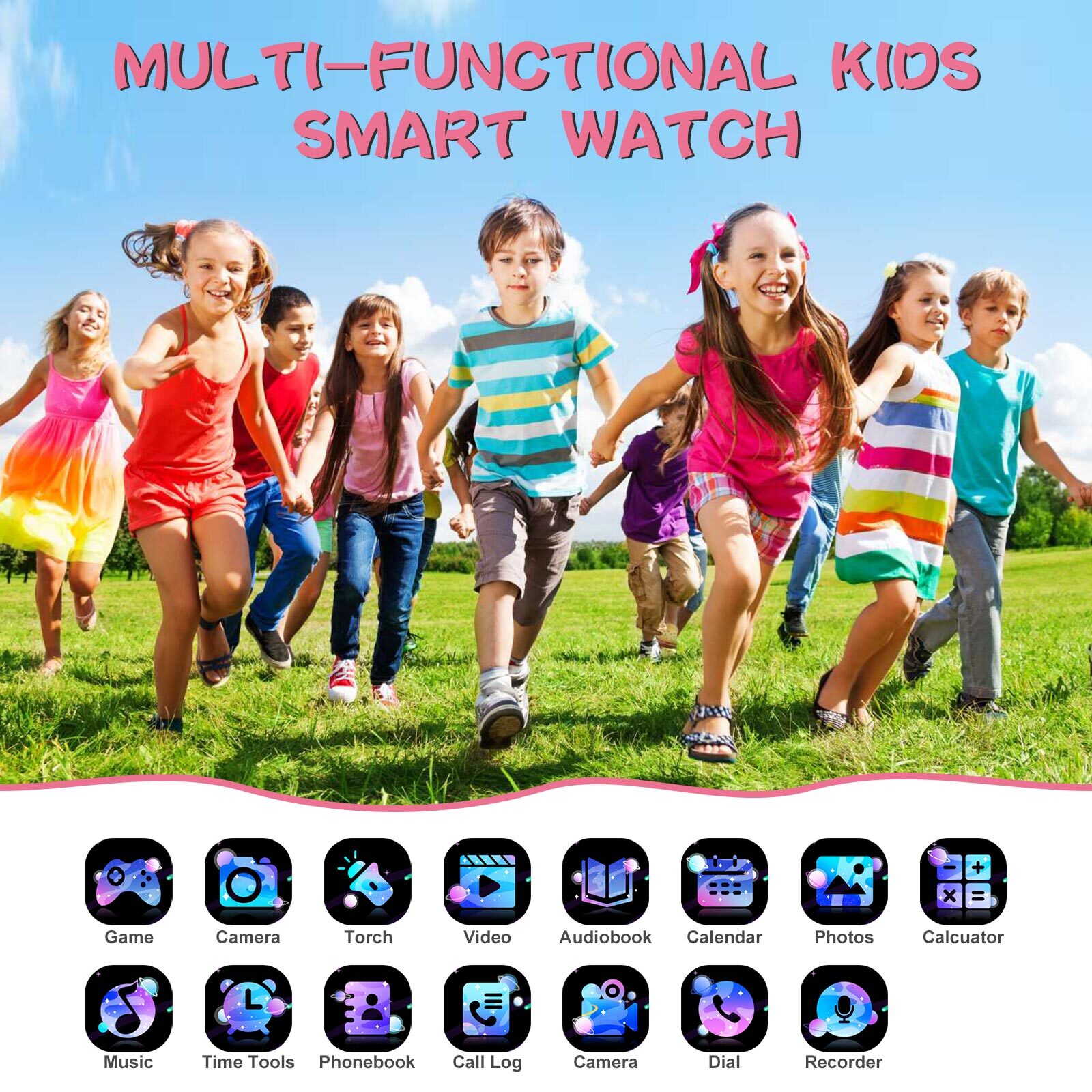 Kids Smart Watch with 8 Games Touch Screen Video Camera Flashlight Alarm Video