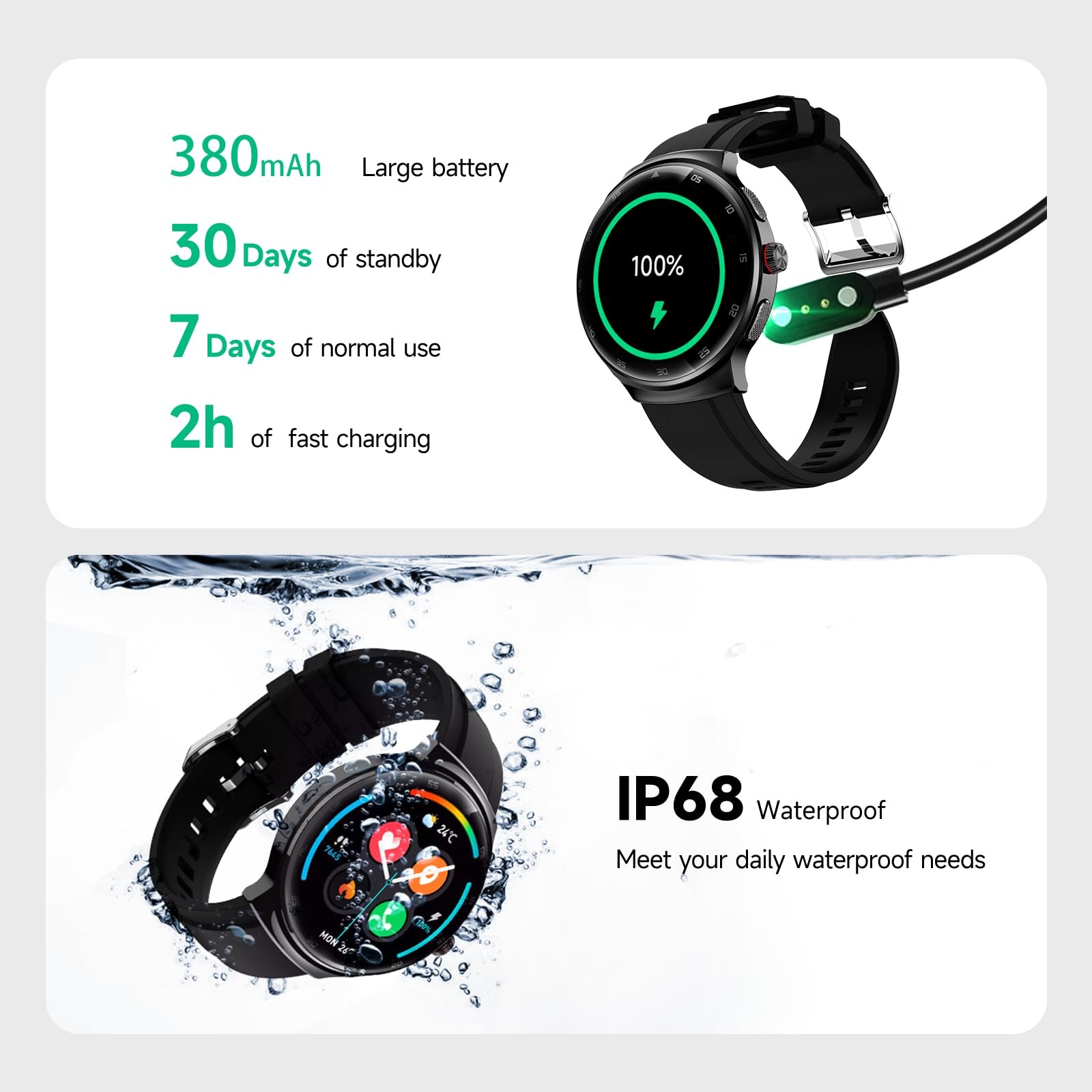 Smart Watches for Men Women, Waterproof Fitness Tracker, 1.43” AMOLED Touchs…