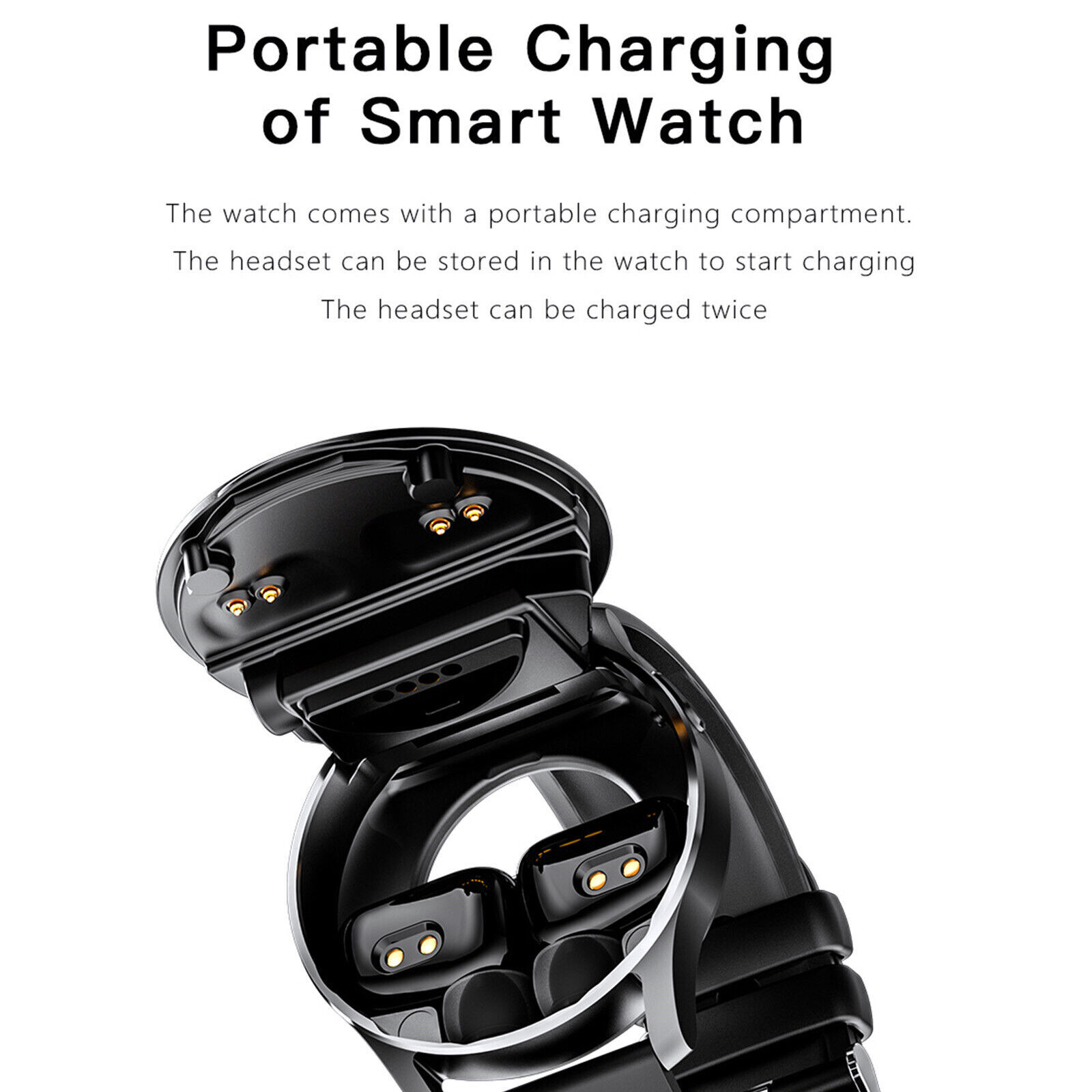 2 in 1 Smart Watch with TWS True Wireless Bluetooth Earbuds Fitness Tracker