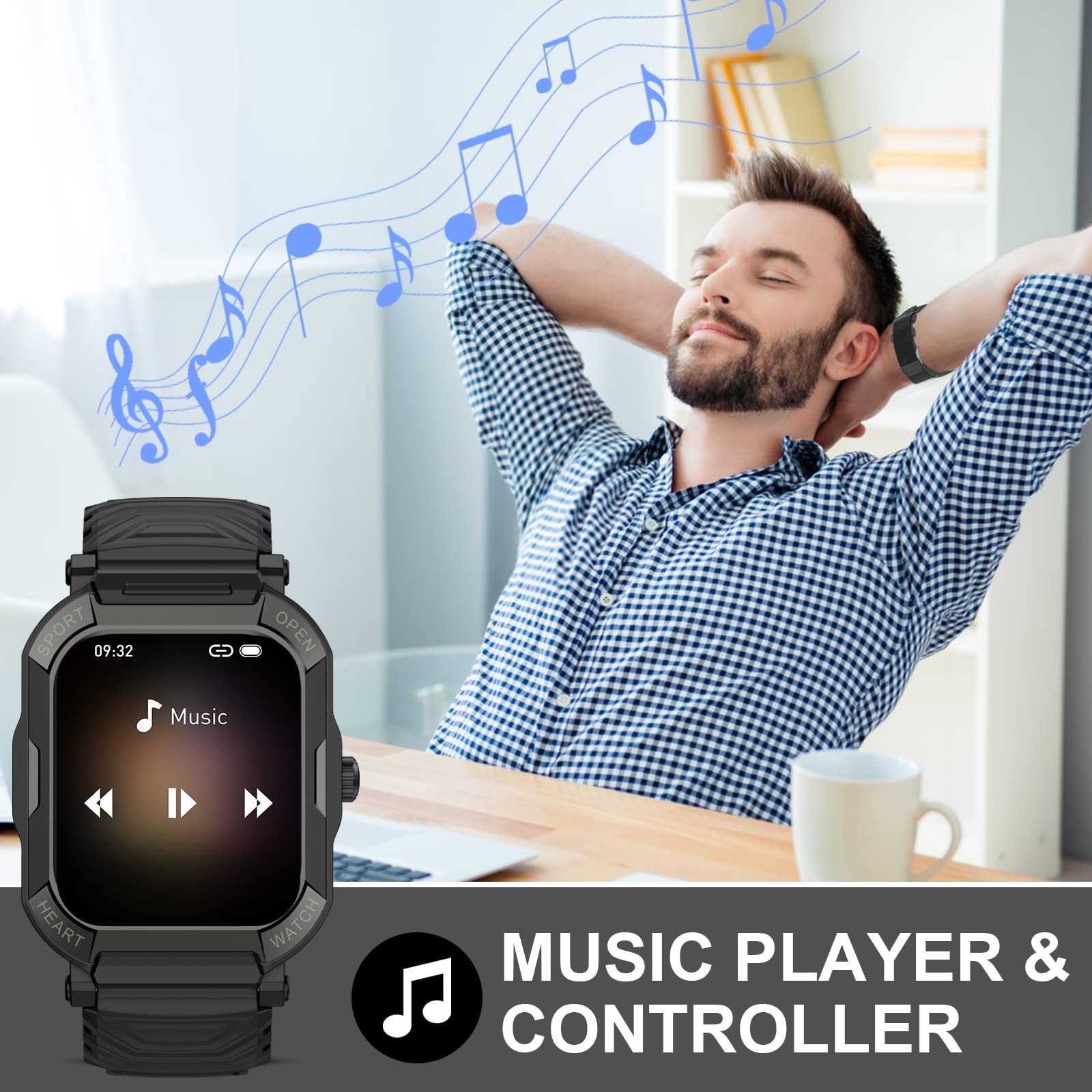 1.91” Military for Men (Dial/Receive) , Fitness Tracker, for Android iOS Pho…