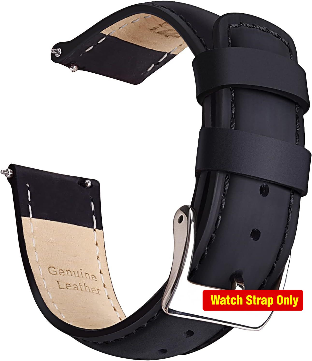 Genuine Top Grain Leather Watch Band – Quick Release Design for Men and Women