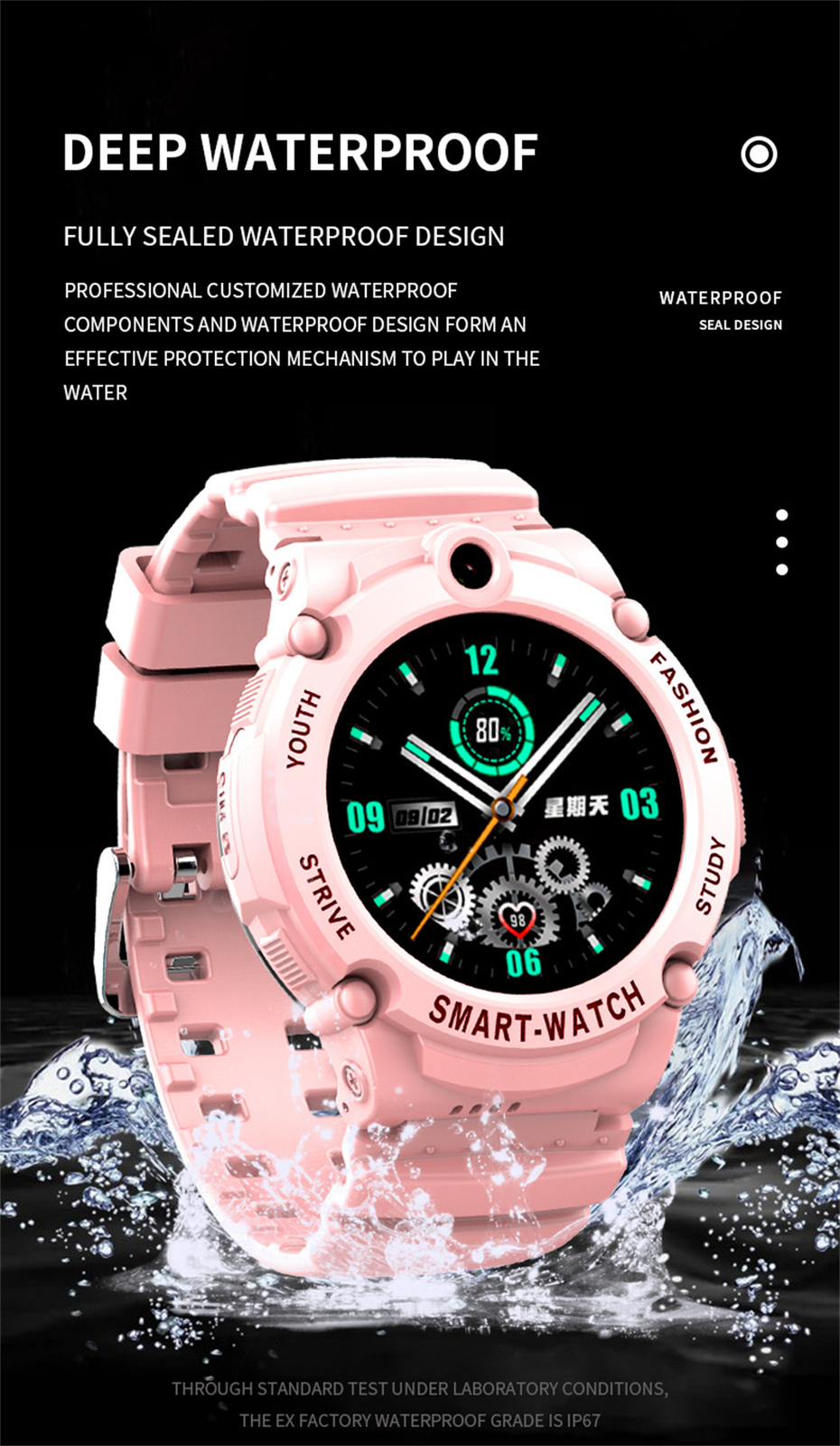 Kids Phone Watch Smartwatch 4G SOS Call Waterproof Children Wrist Watch Camera