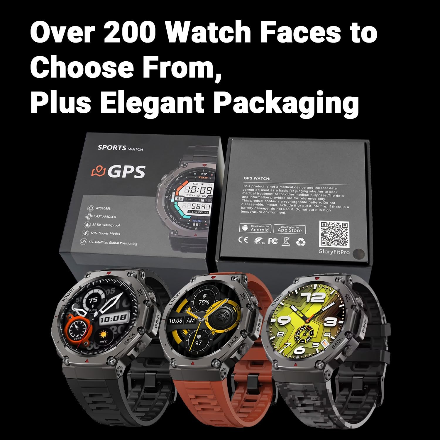 Outdoor GPS Smartwatch, 1.43″ AMOLED Display, Titanium Alloy, 5ATM Waterproof…