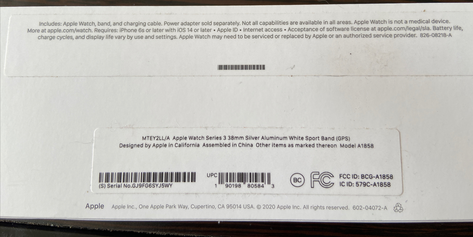 Apple Watch Series 3 38mm Silver Aluminum Case White Sport Band – (MTGG2LL/A)