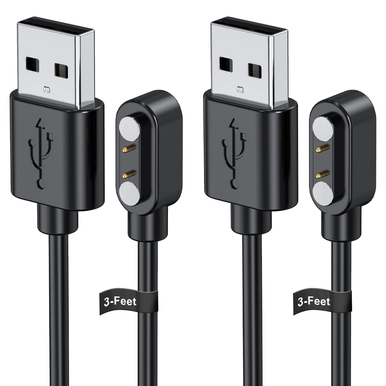 Smart Watch Charger for Letsfit Willful YAMAY VeryFitPro, 2-Pack 3.3-Feet USB Ca