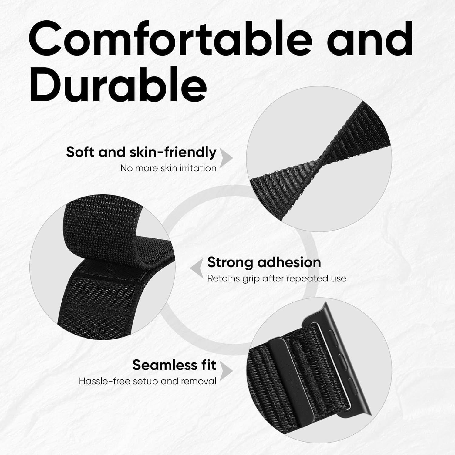 Adjustable Nylon Strap Compatible with Apple Watch 38mm 40mm 41mm 42mm