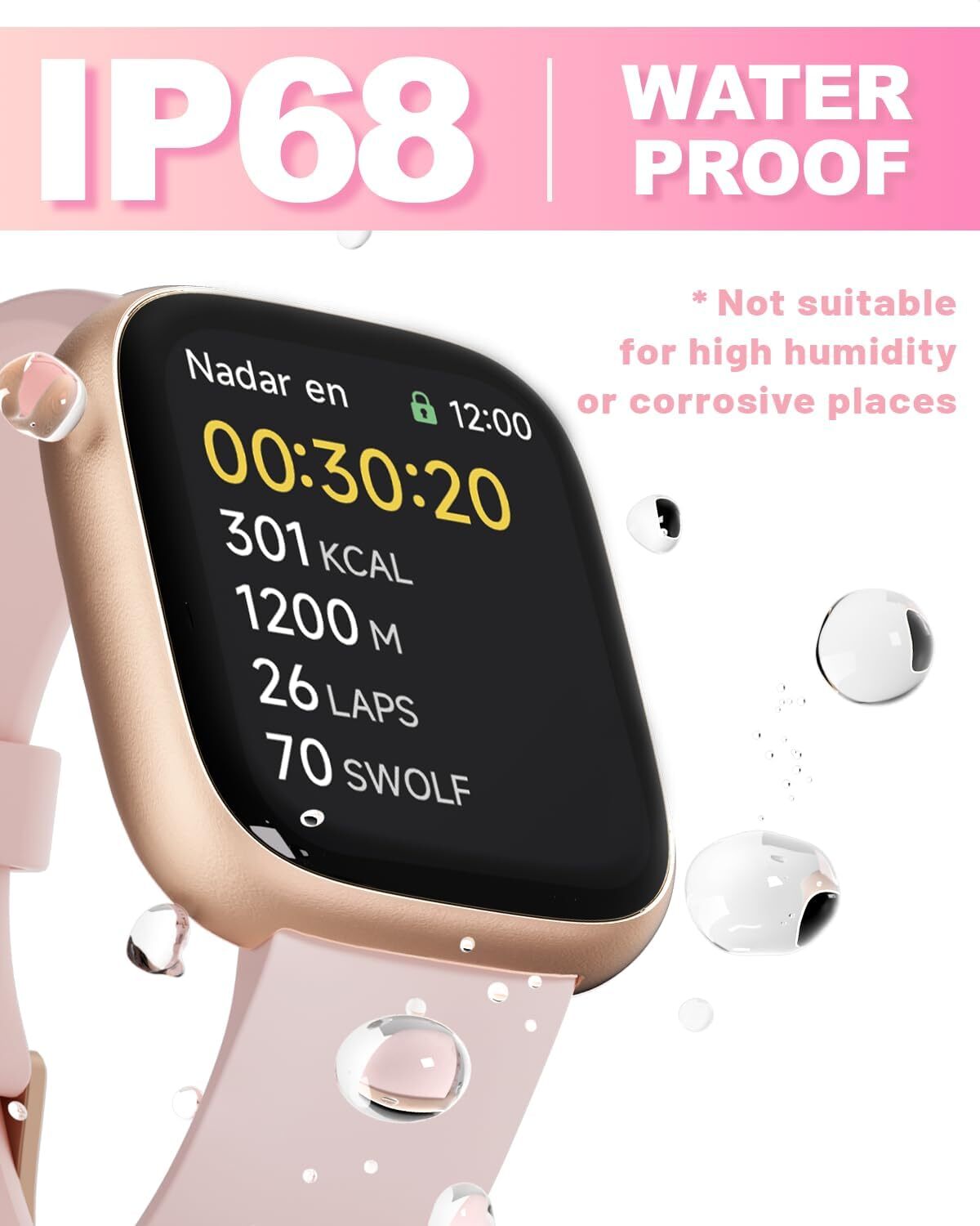 Smart Watch with Alexa Built-in Answer/Make Calls Fitness H.Rate Monitor – Pink