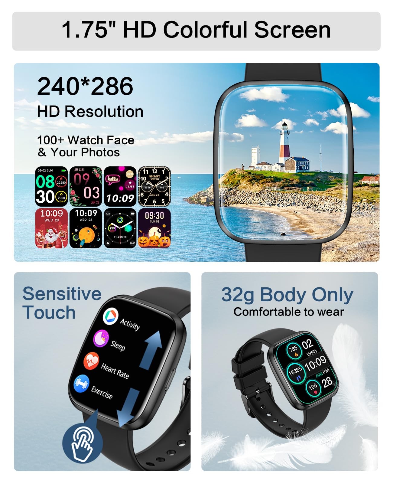 Watches for Men/, 1.75″ Bluetooth , AI Voice , 24/7 Heart Rate Monitor, /SpO2…