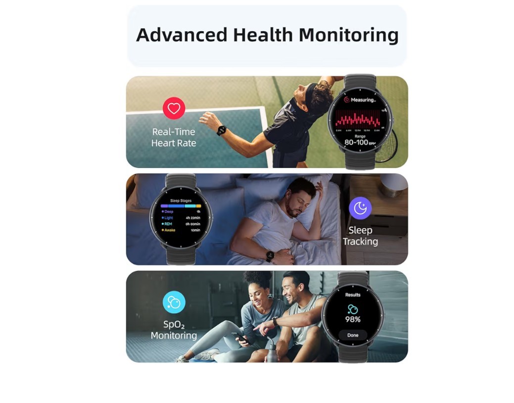 Amoled Smart Watch 1.96″ HD Fitness Bluetooth Waterproof Swimmer Watch BLACK