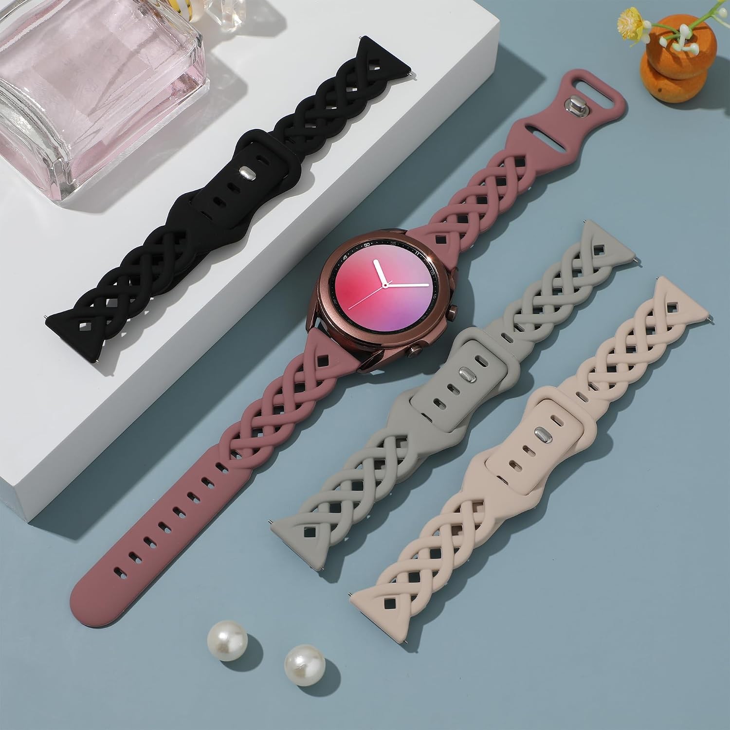 20mm Silicone Band for Galaxy Watch 7 6 5 4 40mm 44mm, Active 2 40mm 46mm