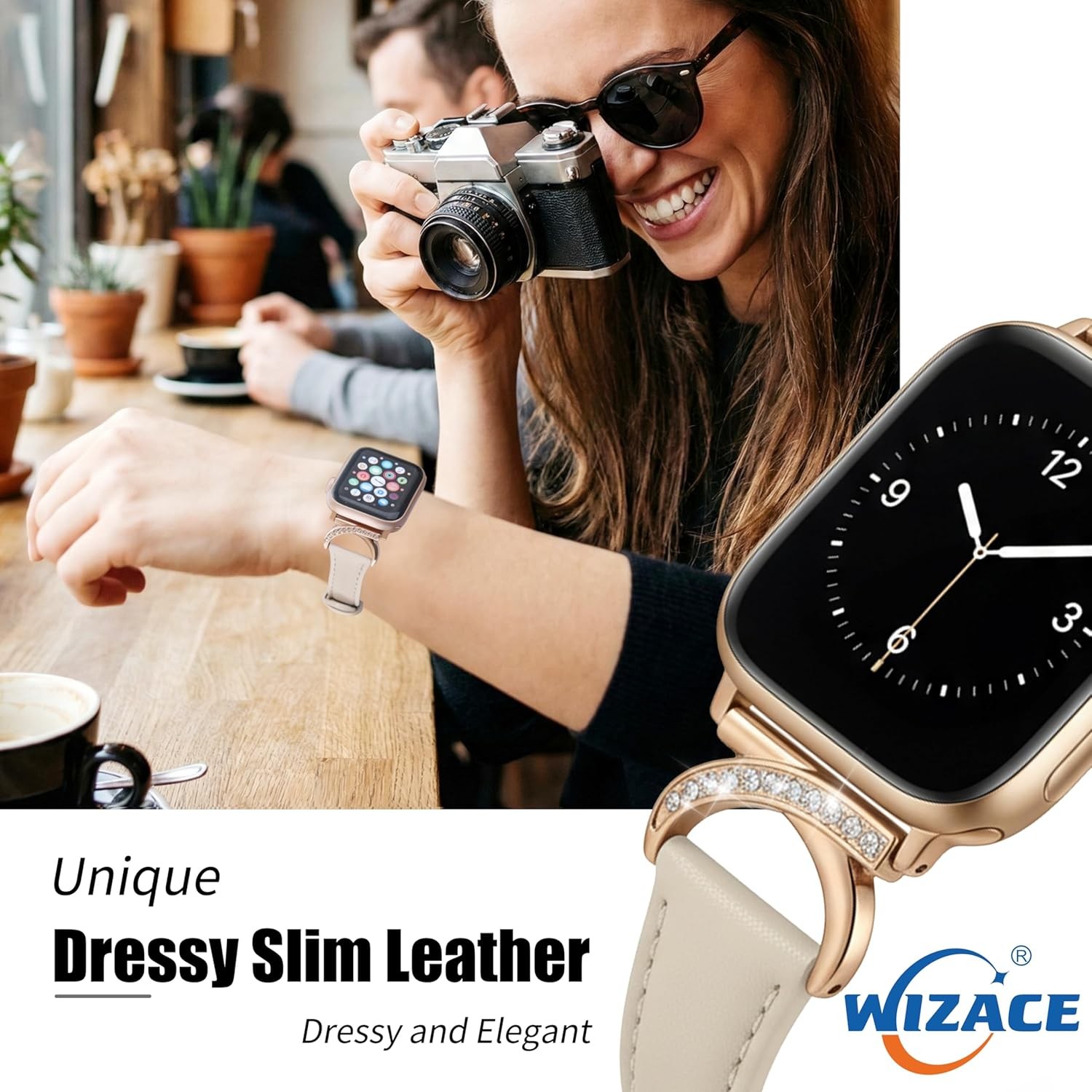 Leather Strap Compatible with Apple Watch Series 11 10 9 8 7 6 5 4 38/40mm