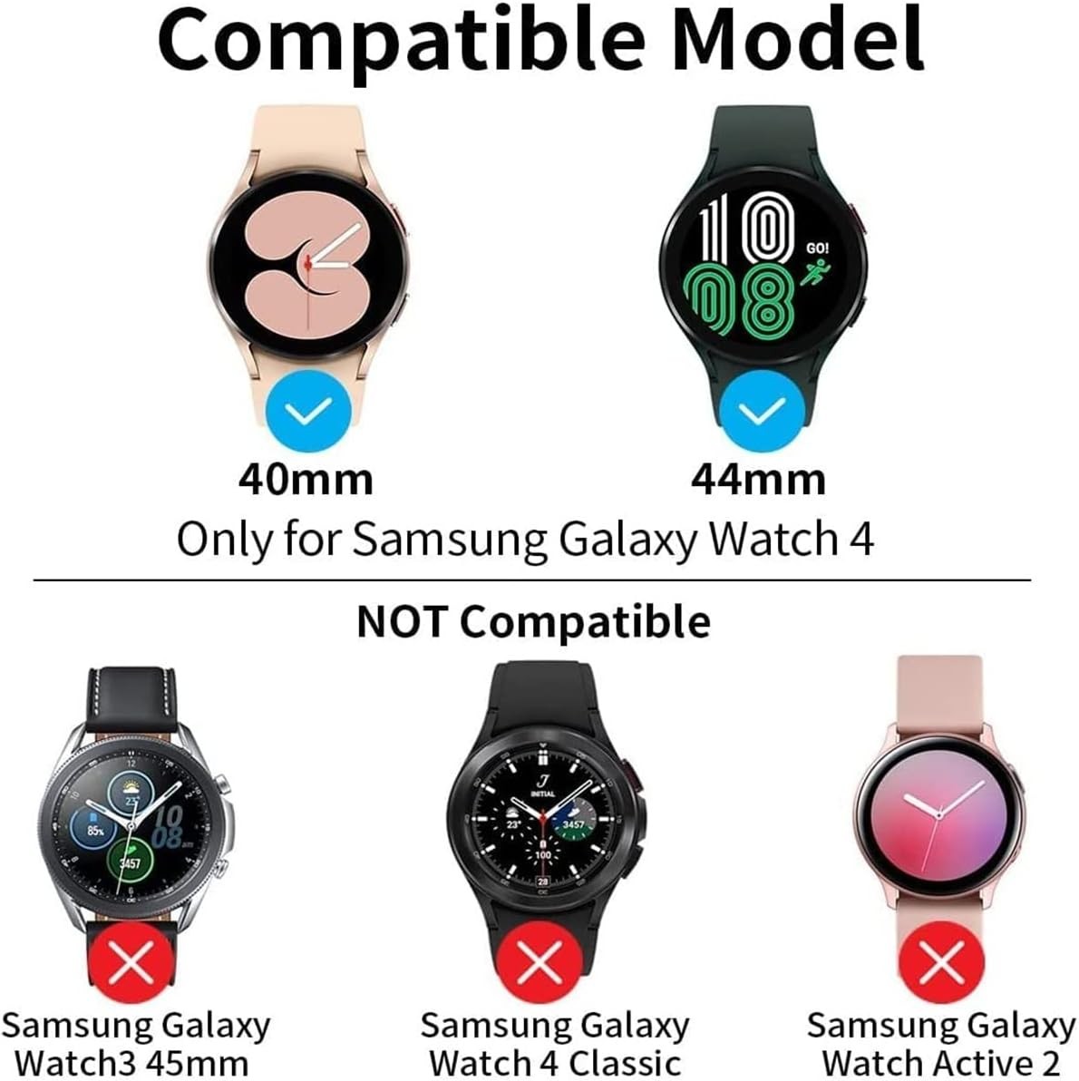 2+2 Pack of Durable Hard PC Matte Cases & 9H Tempered Glass for Galaxy Watch 4
