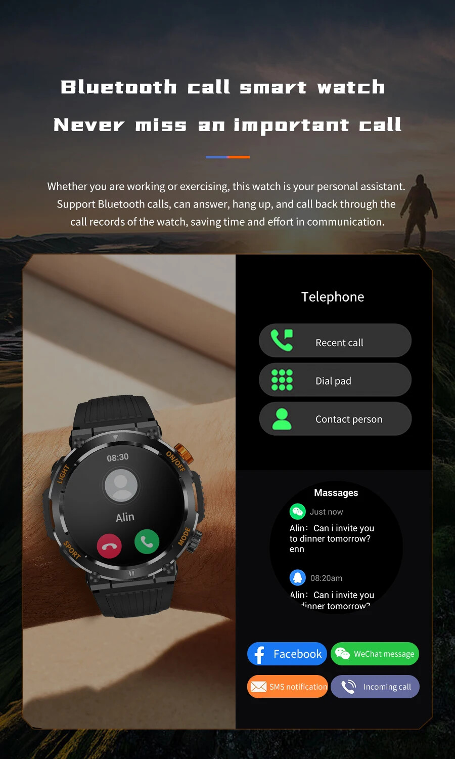 Men’s Smart Watch HD Touch Screen Sports Waterproof Smartwatch Bluetooth Call