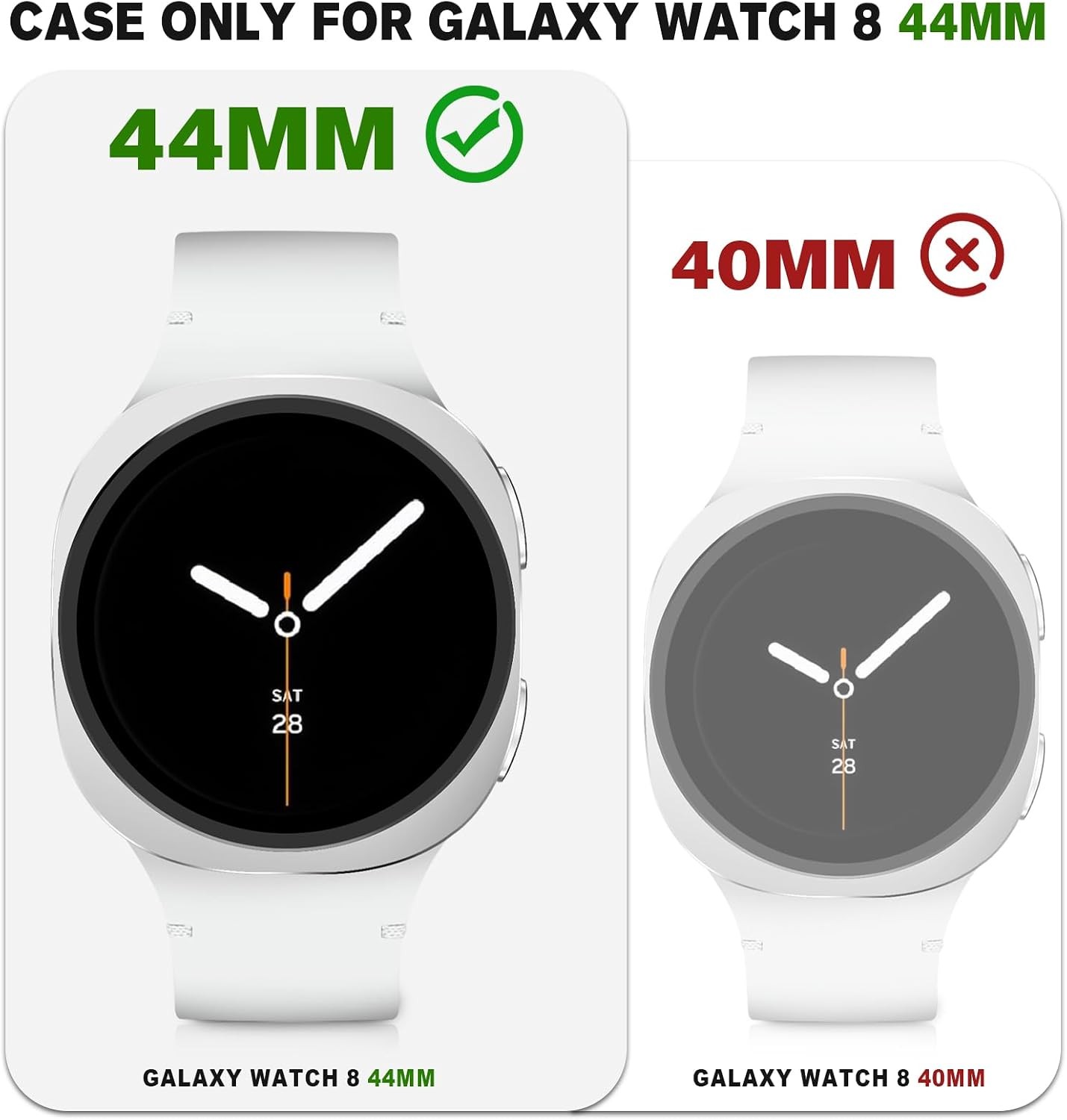 3-Pack Privacy Case for Samsung Galaxy Watch 8 44mm, Ultra-Thin Tempered Glass