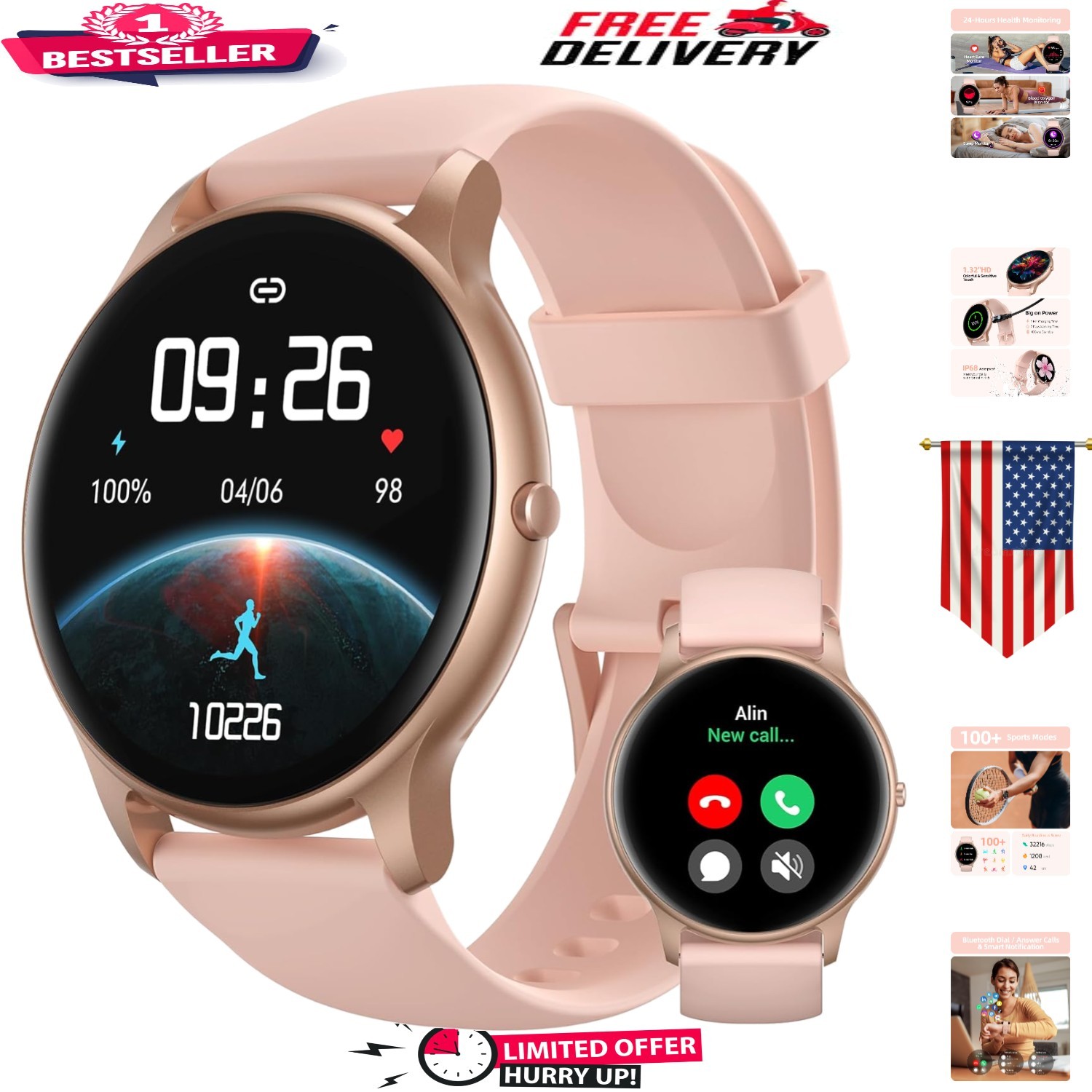 Versatile Fitness Smart Watch for Women: 200+ Custom Dials, 24/7 Health Tracking