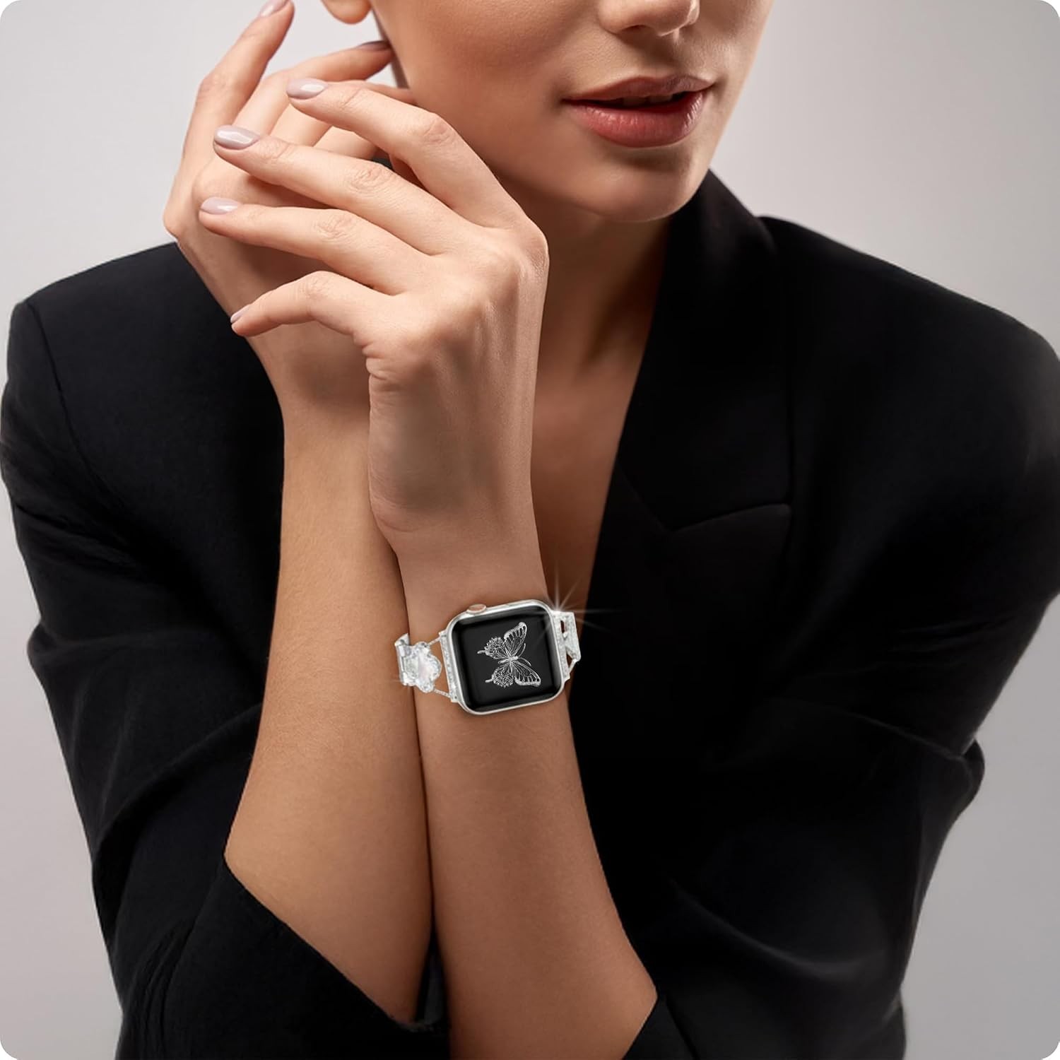Dainty Gold & Silver Metal Strap Compatible with Apple Watch Series 10 38mm-49mm