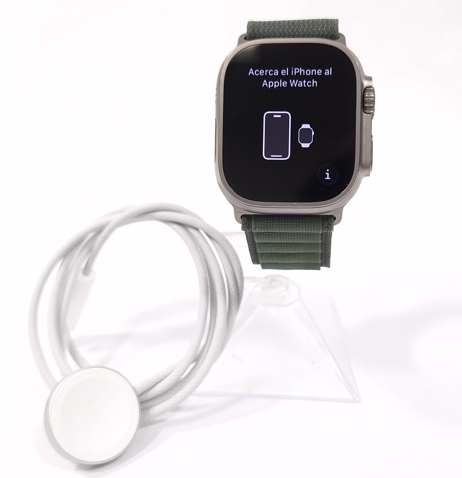 Apple Watch Ultra MQEW3LL/A A2622 49mm Titanium Case W/ Medium Green Alpine Loop