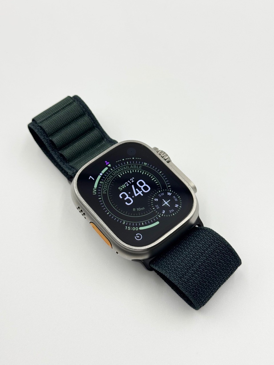 Apple Watch Ultra 49mm Cellular Titanium Case Green Alpine Loop Band | READ