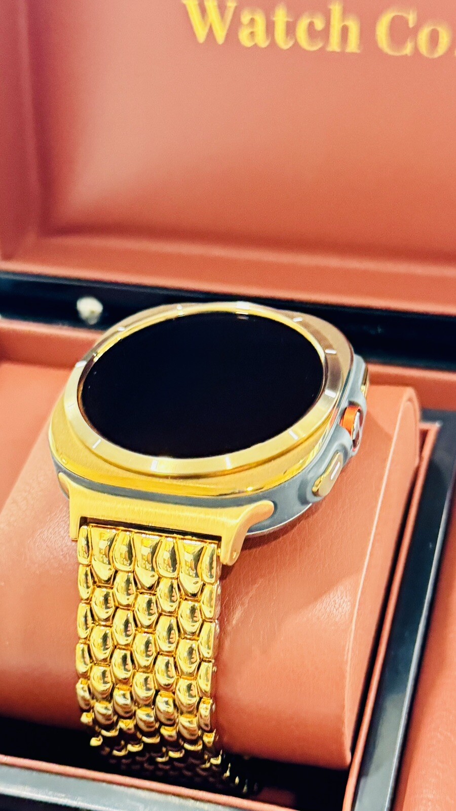CUSTOM GOLD Samsung Galaxy Watch Ultra Black 47mm 24k Gold Plated Links Band