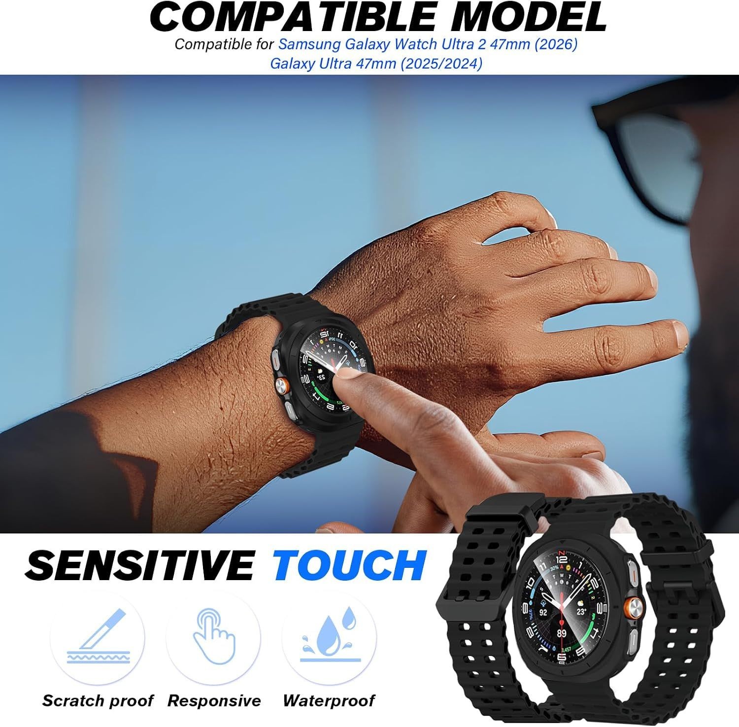 6 Pack Only Case For Samsung Galaxy Watch Ultra 2/Ultra 47mm No Gap Breathable