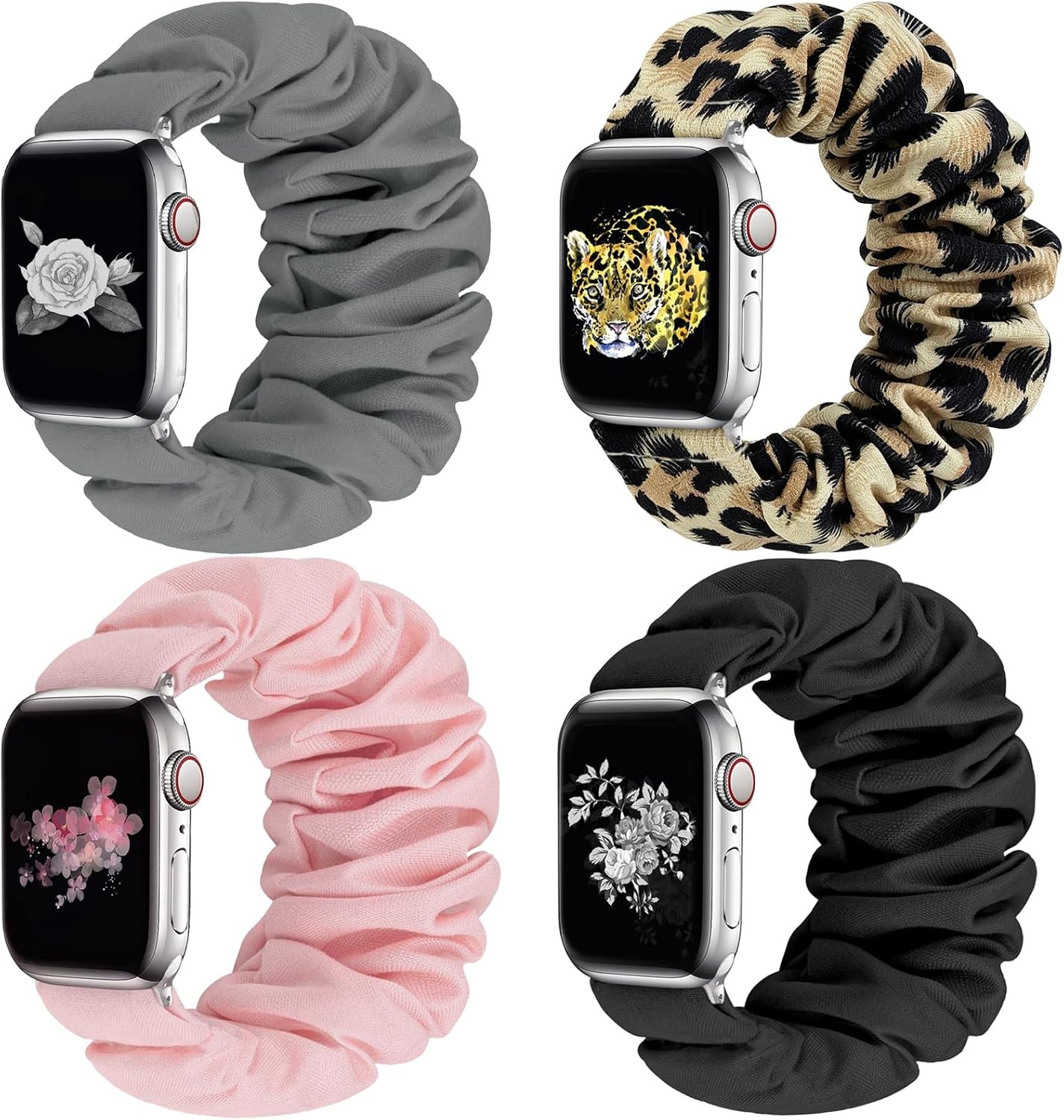 4 Pack Scrunchie Band for Apple Watch Series 1-11 38mm 40mm 41mm 42mm 44mm 45mm