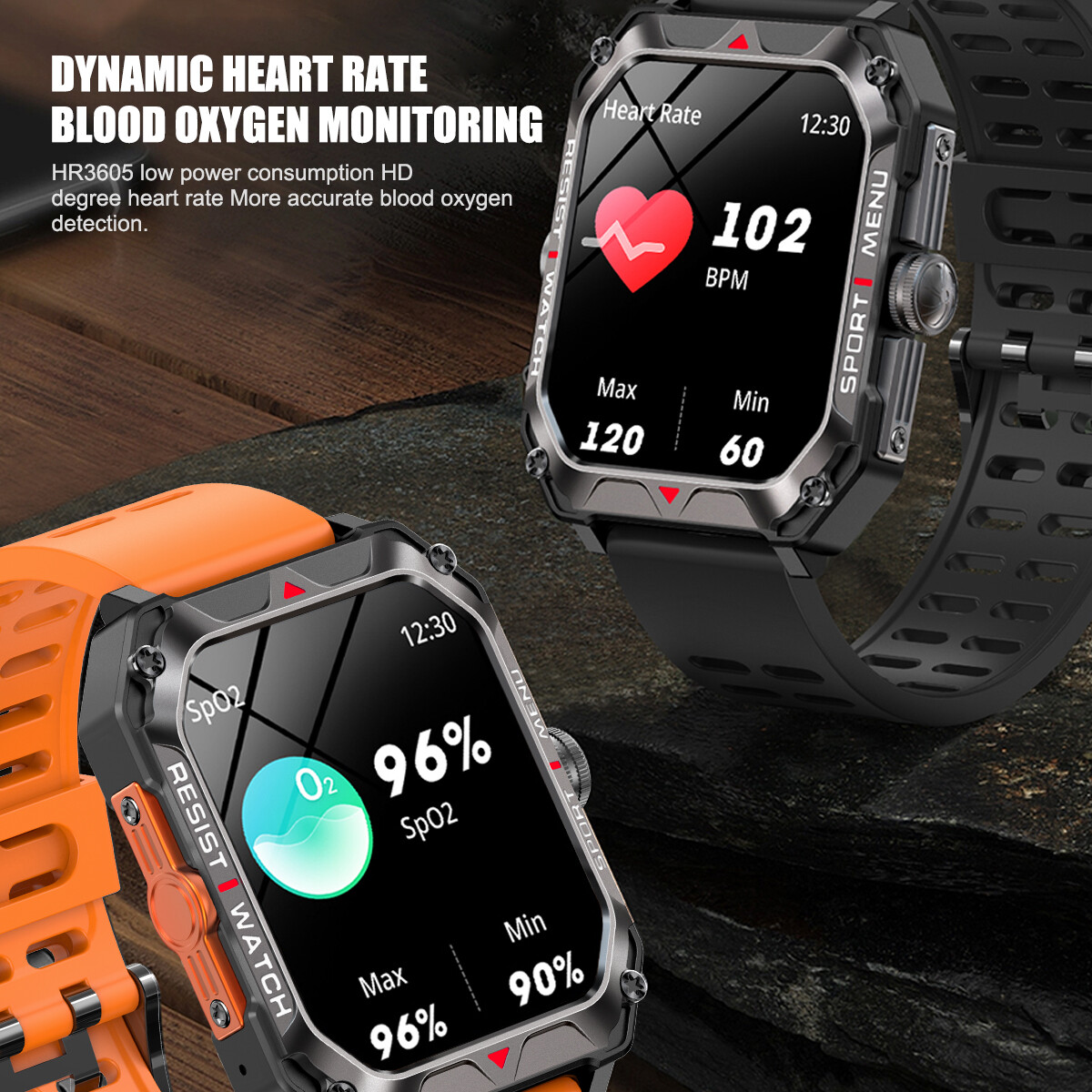 Rugged Military Smart Watch Men Android iOS Fitness Watches Waterproof New 2023.