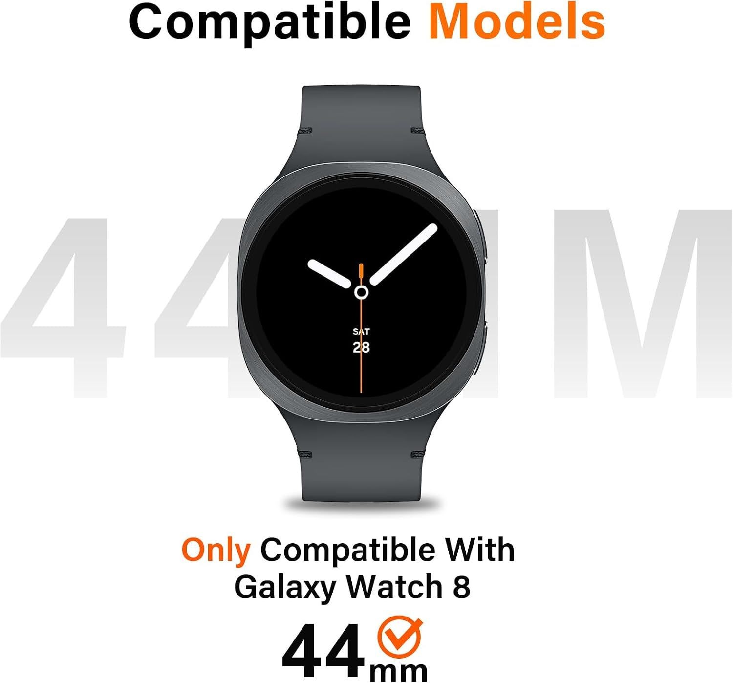 Rugged Case for Galaxy Watch 8 44mm, Ultra Thin Shockproof Protective Cover
